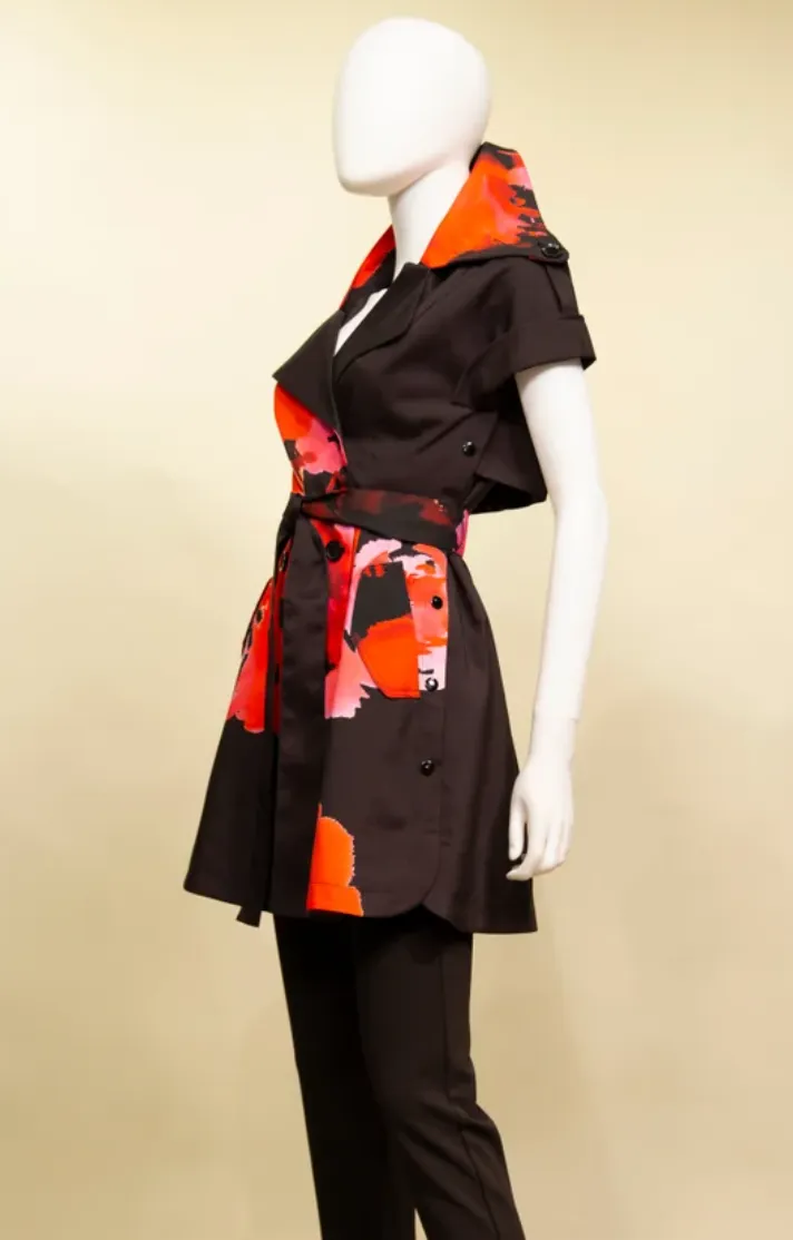 F23049 - Trench Jacket/Dress w/ Cap Sleeve