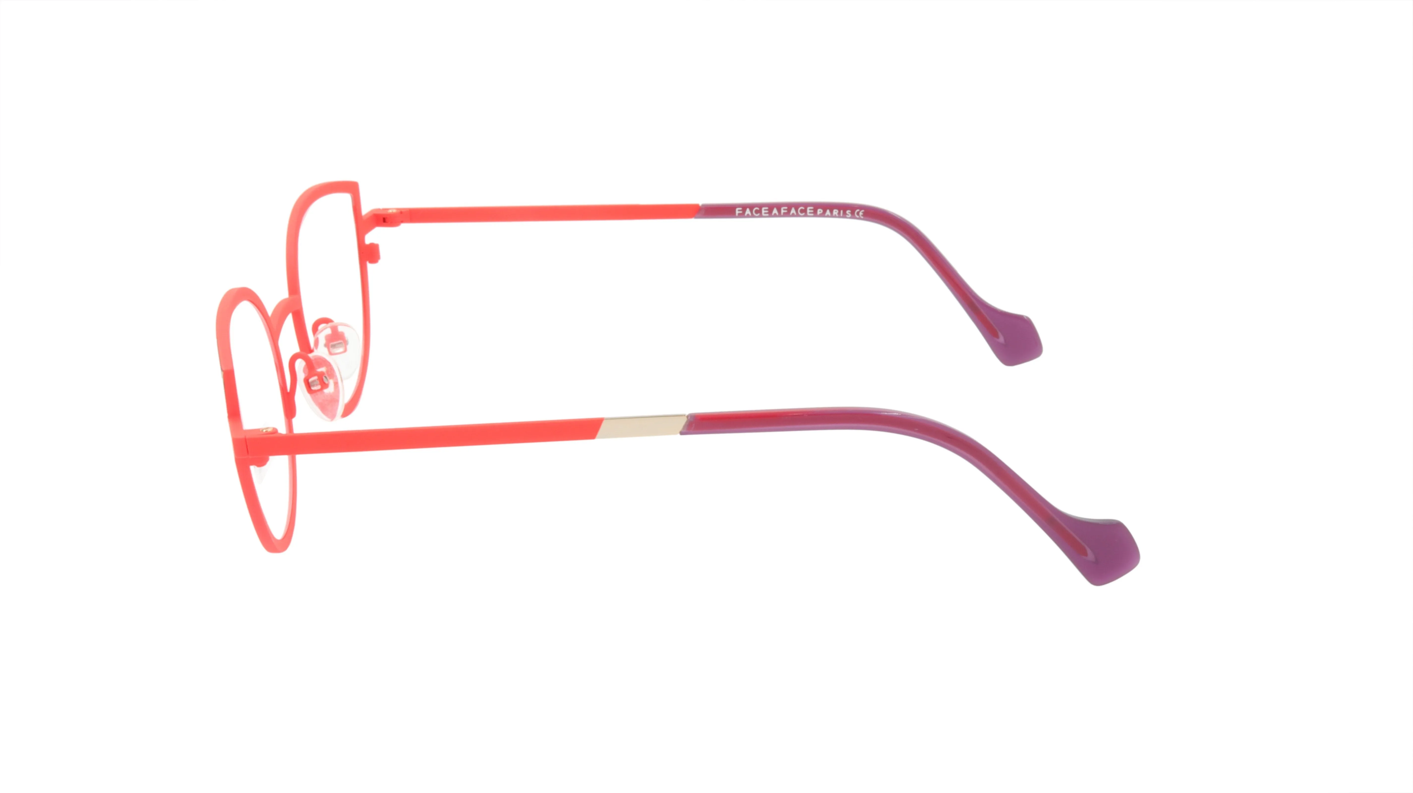 Face A Face Eyewear with a Cat Eye Shape in a Bright Spring Poppy Color