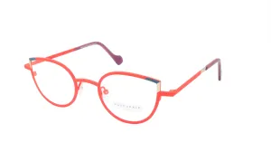 Face A Face Eyewear with a Cat Eye Shape in a Bright Spring Poppy Color
