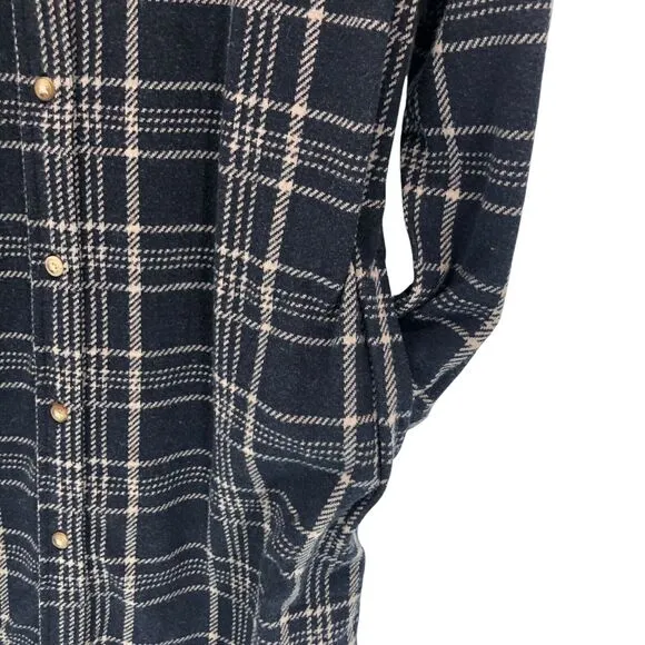 Faherty Legend Sweater Dress S Dakota Plaid Shirt Dress Long Sleeve Button Front
