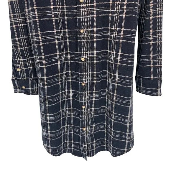 Faherty Legend Sweater Dress S Dakota Plaid Shirt Dress Long Sleeve Button Front