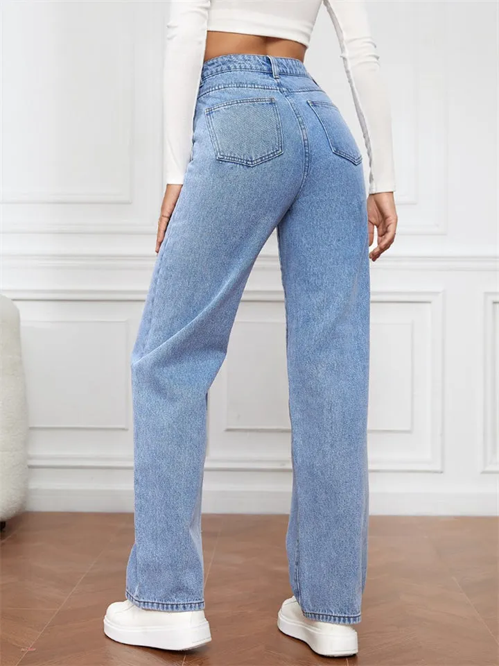 Fashionable Women's Versatile High-rise Jeans