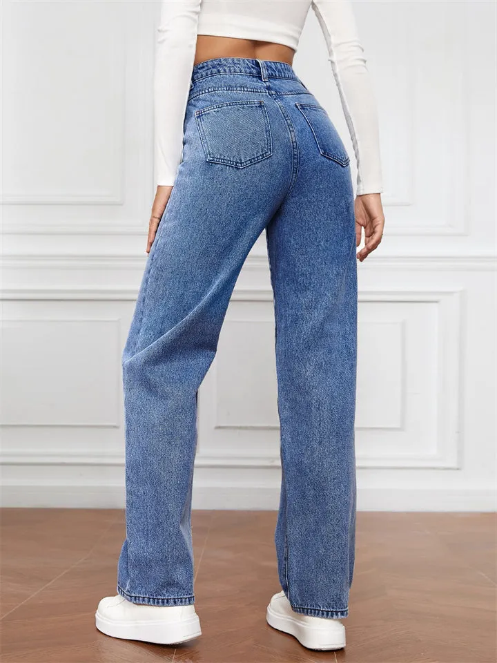 Fashionable Women's Versatile High-rise Jeans