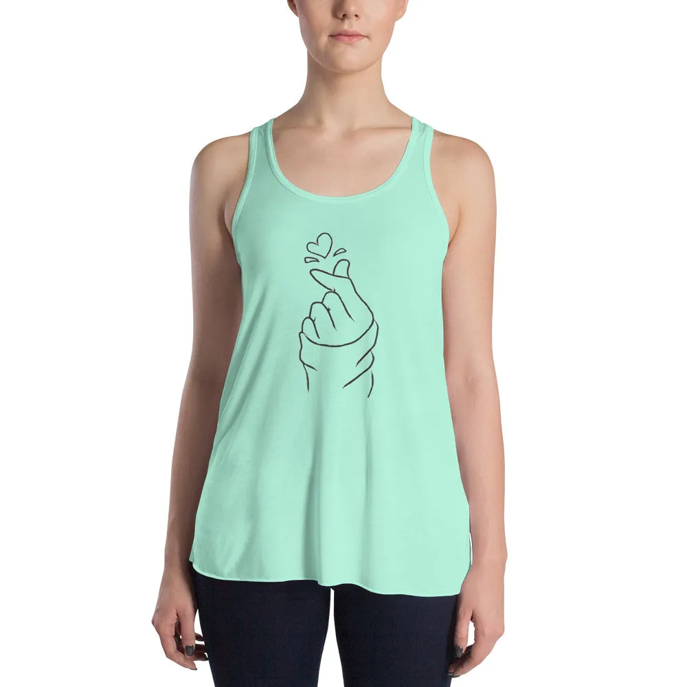 Fingerheart tanktop, Kpop Women's Flowy Racerback Tank