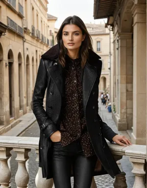 Fiona - Luxurious Leather Trench Coat