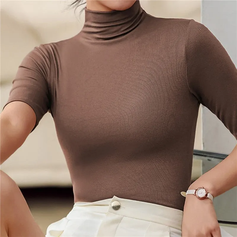 Fitted Women's Turtleneck Jumper in Comfortable Stretch Fabric