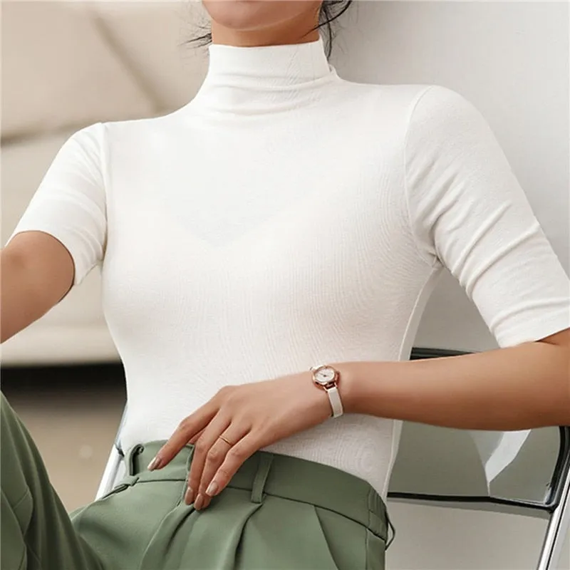 Fitted Women's Turtleneck Jumper in Comfortable Stretch Fabric