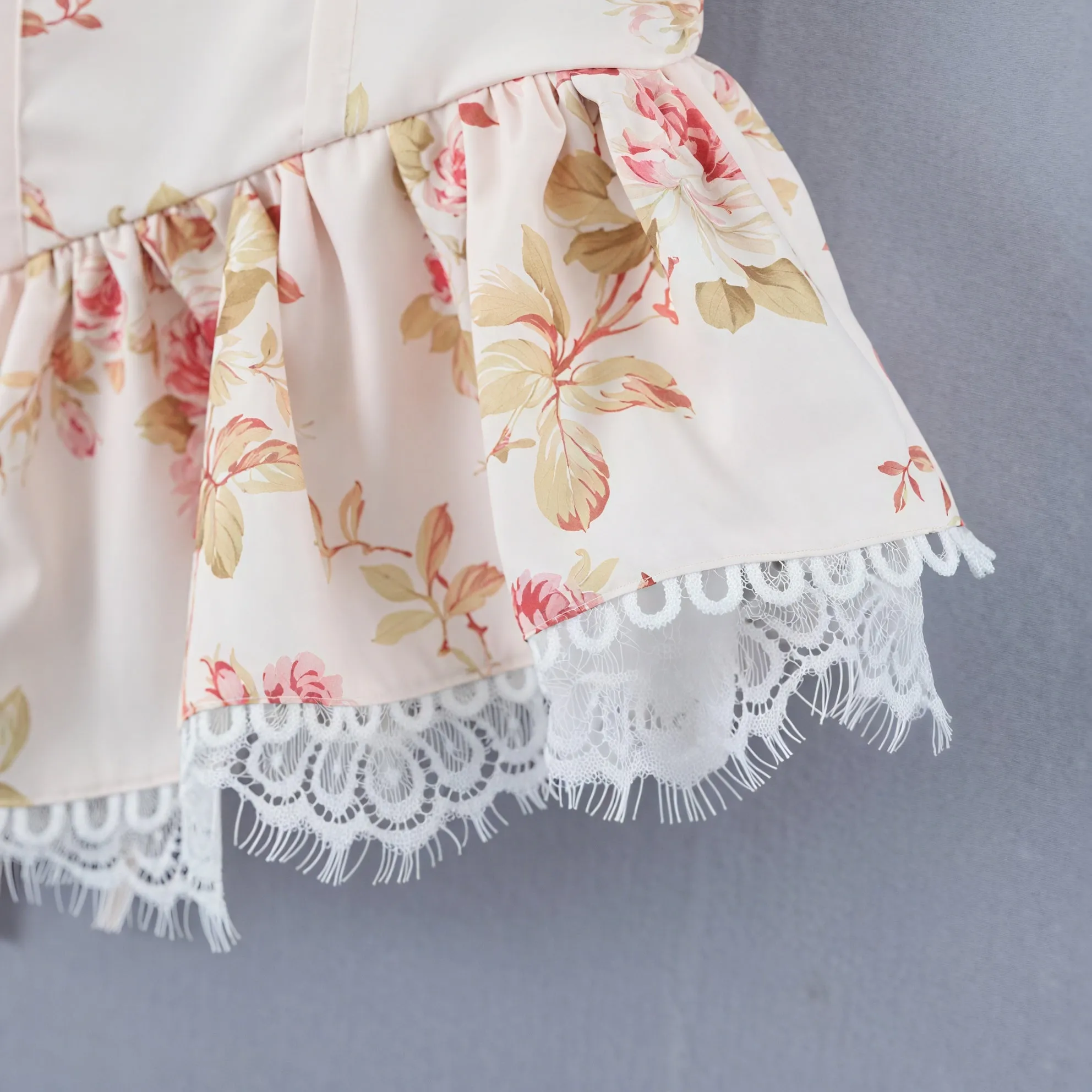 Floral Peplum Top with Lace Trim