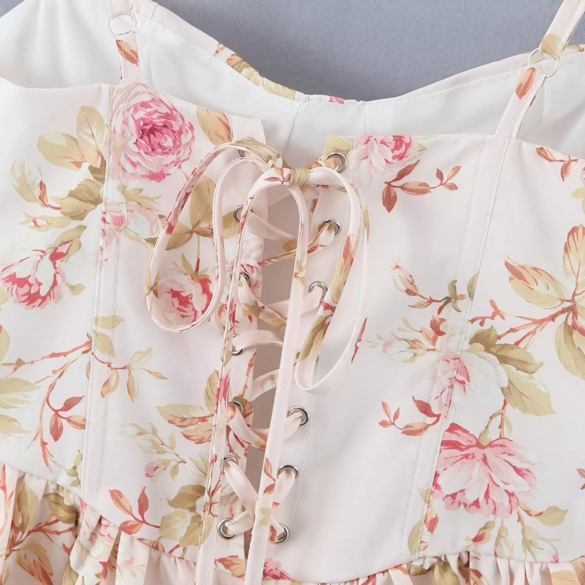 Floral Peplum Top with Lace Trim
