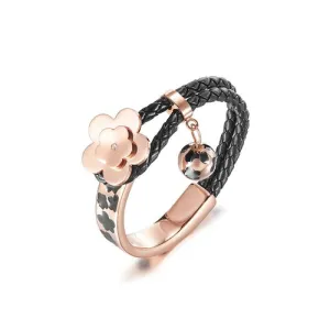Flower Bud Woven Leather Bracelet