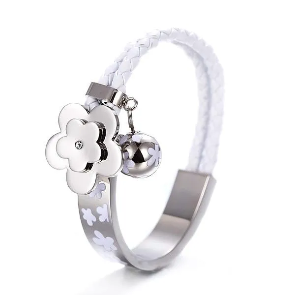 Flower Bud Woven Leather Bracelet