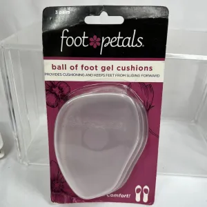 Foot Petals Ball of Foot Cushions Clear Gel No Slide Heels 3 Pairs
