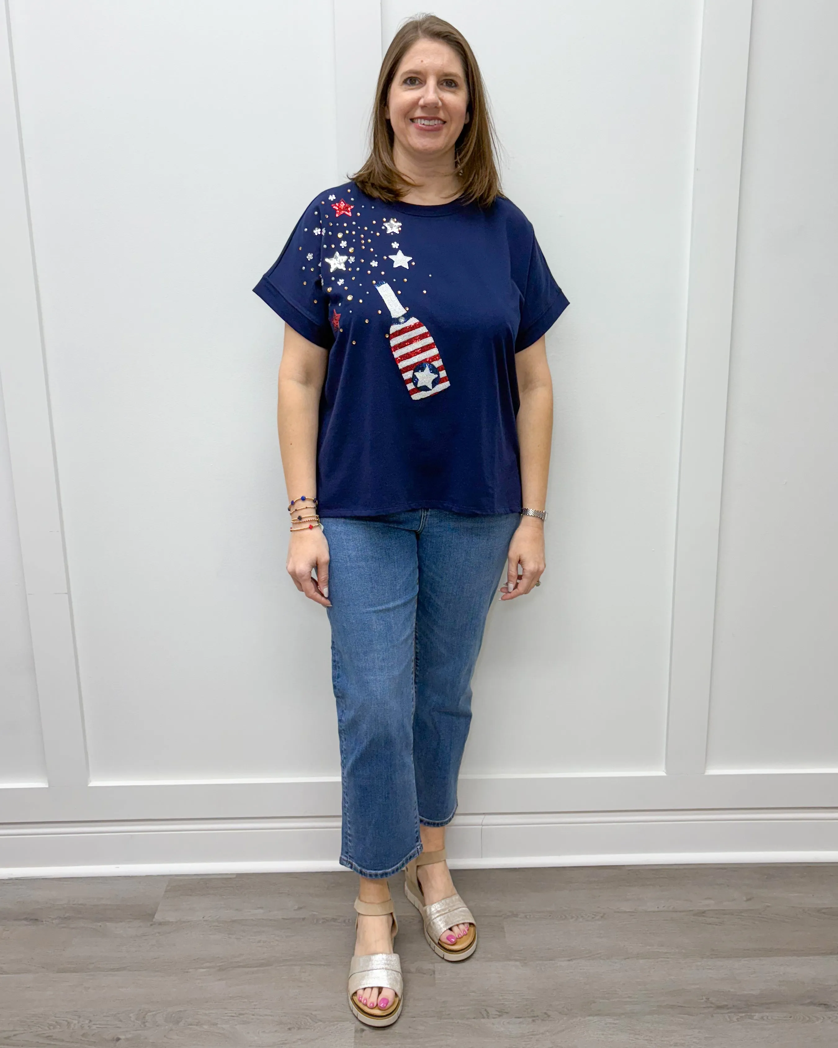 Fourth of July Sparkle Top - Navy