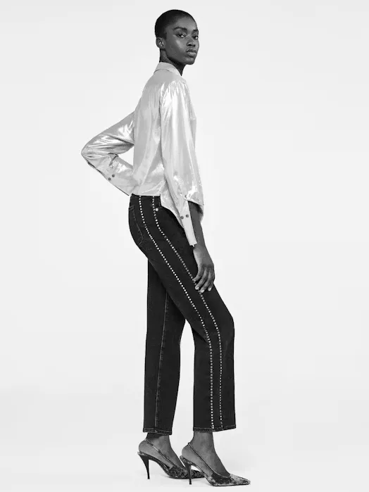 FRAME Le Sleek Straight Studded Jean