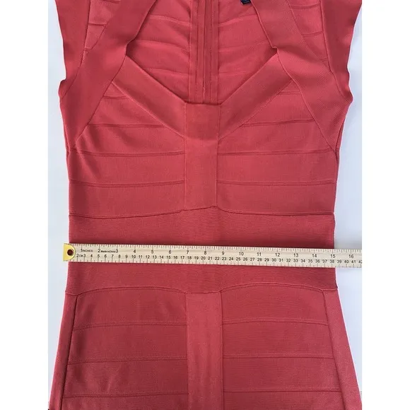 French Connection Miami Spotlight Bandage Dress Bodycon Designer Poppy Red US 10