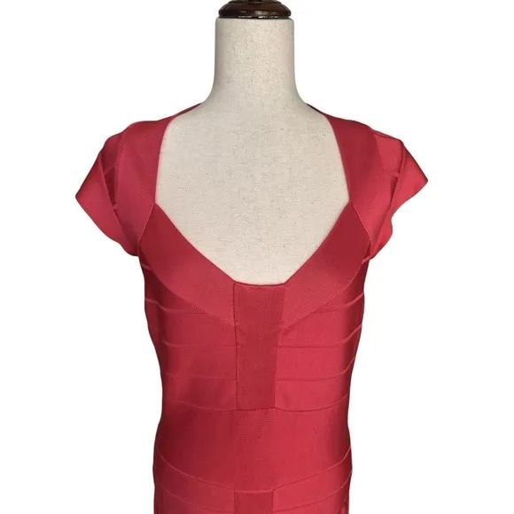 French Connection Miami Spotlight Bandage Dress Bodycon Designer Poppy Red US 10