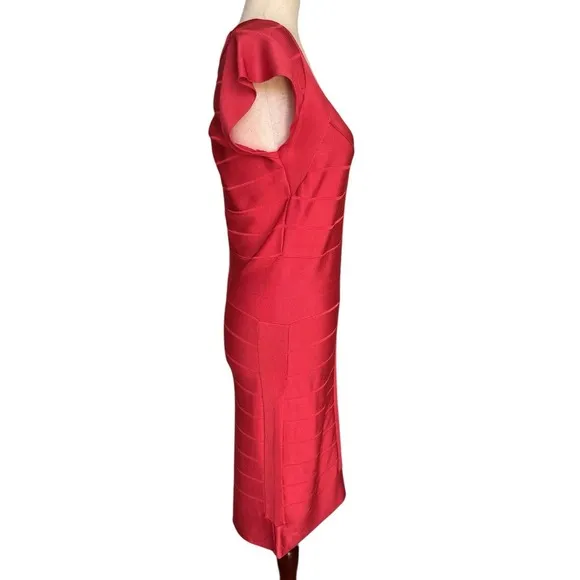 French Connection Miami Spotlight Bandage Dress Bodycon Designer Poppy Red US 10