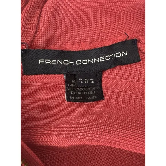 French Connection Miami Spotlight Bandage Dress Bodycon Designer Poppy Red US 10
