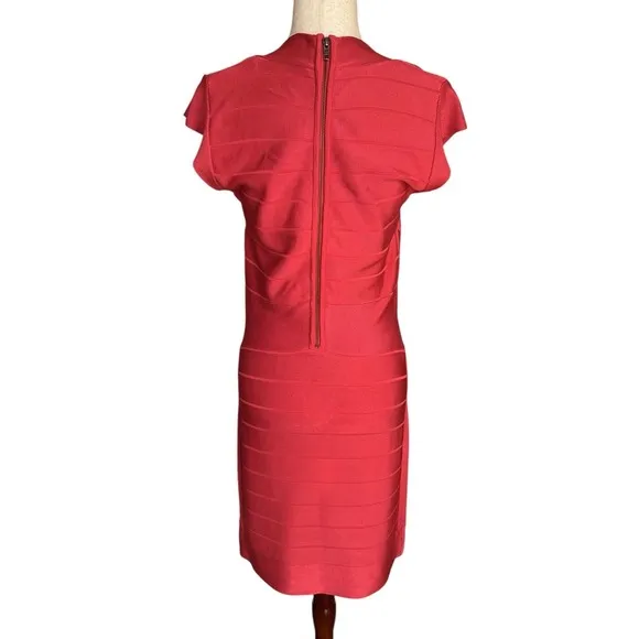 French Connection Miami Spotlight Bandage Dress Bodycon Designer Poppy Red US 10