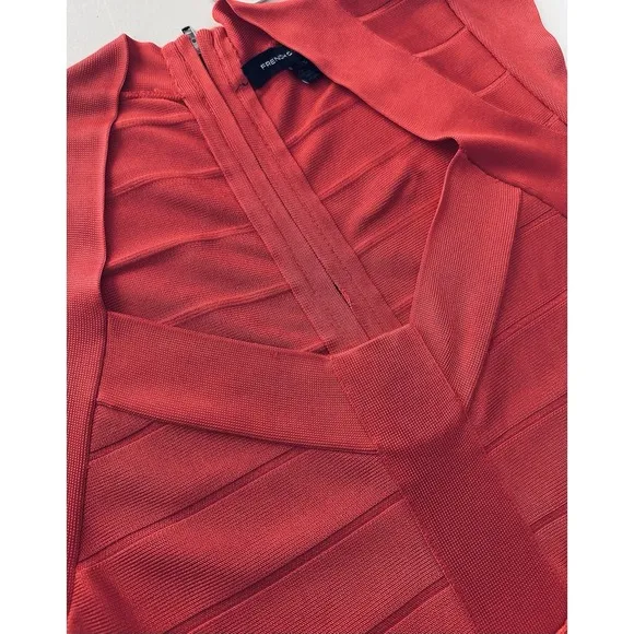 French Connection Miami Spotlight Bandage Dress Bodycon Designer Poppy Red US 10
