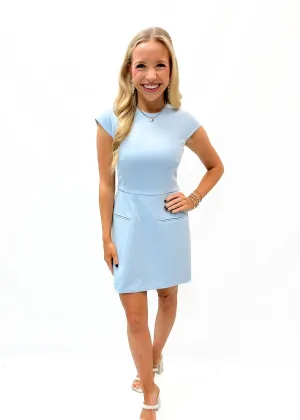 French Connection Whisper Mock Neck Dress - Cashmere Blue