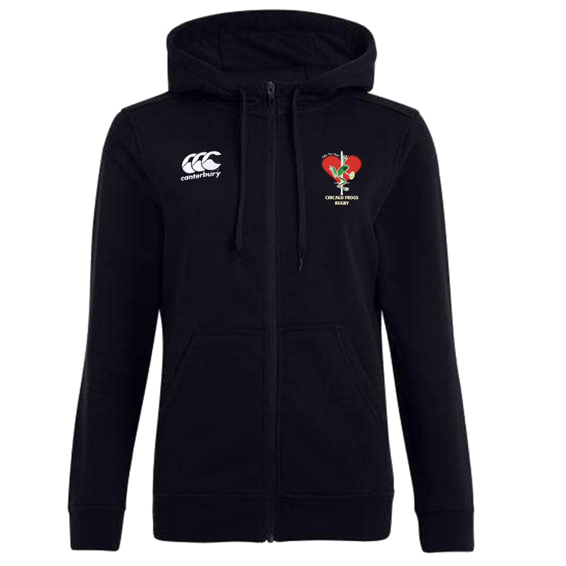 Frogs Canterbury Women's Black  Full Zip Rugby Hoodie
