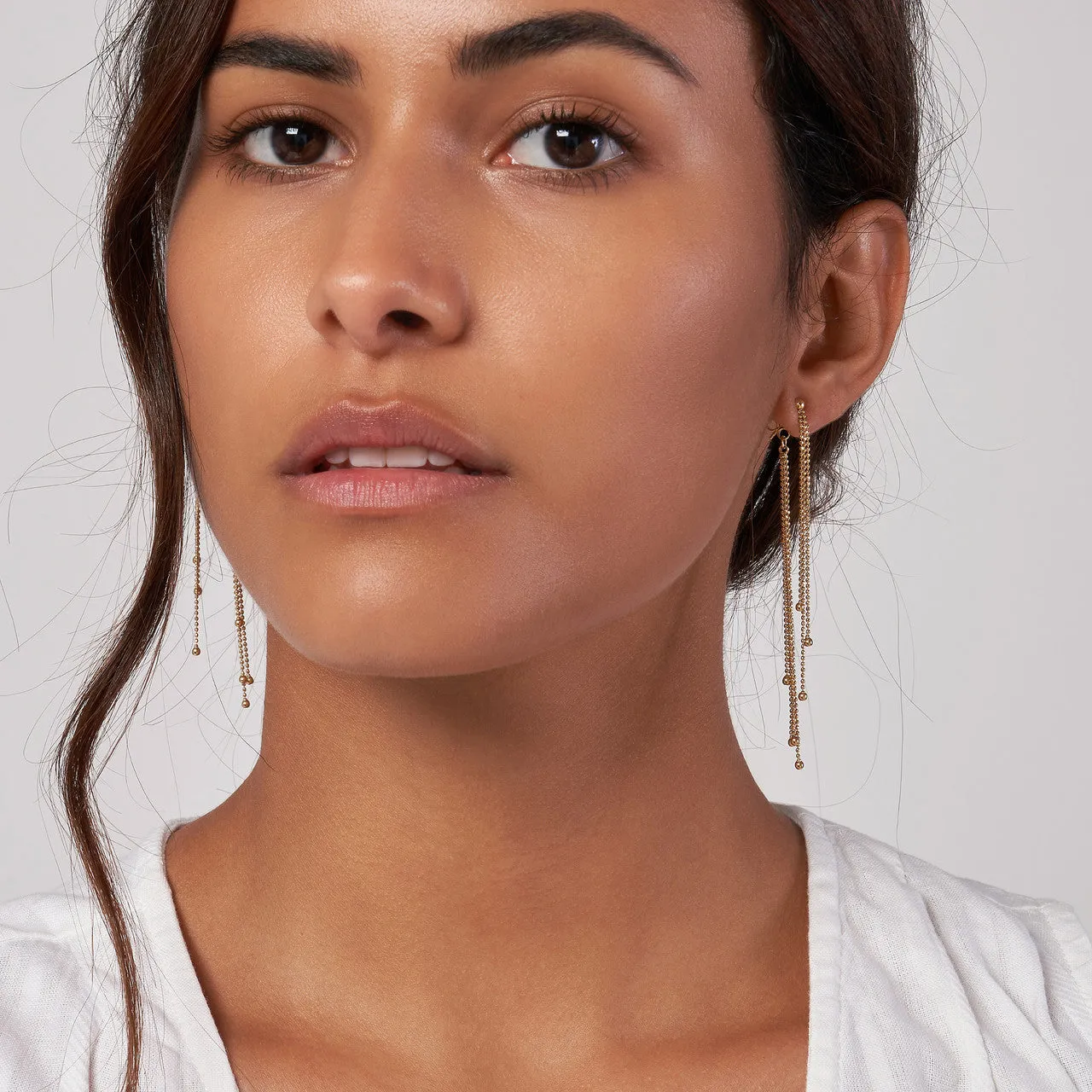 Front and Back Diamond-Cut Bead Earrings