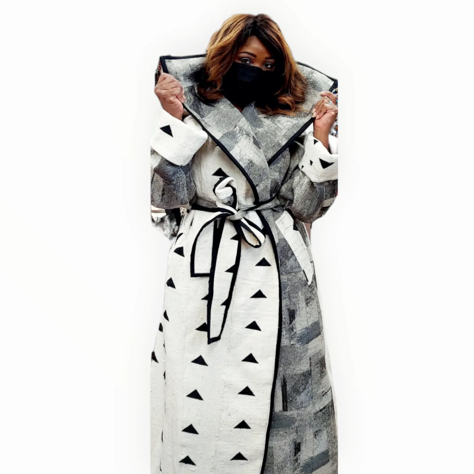 Full-Length Mud Cloth Coat | Geri's Bluffing Boutique