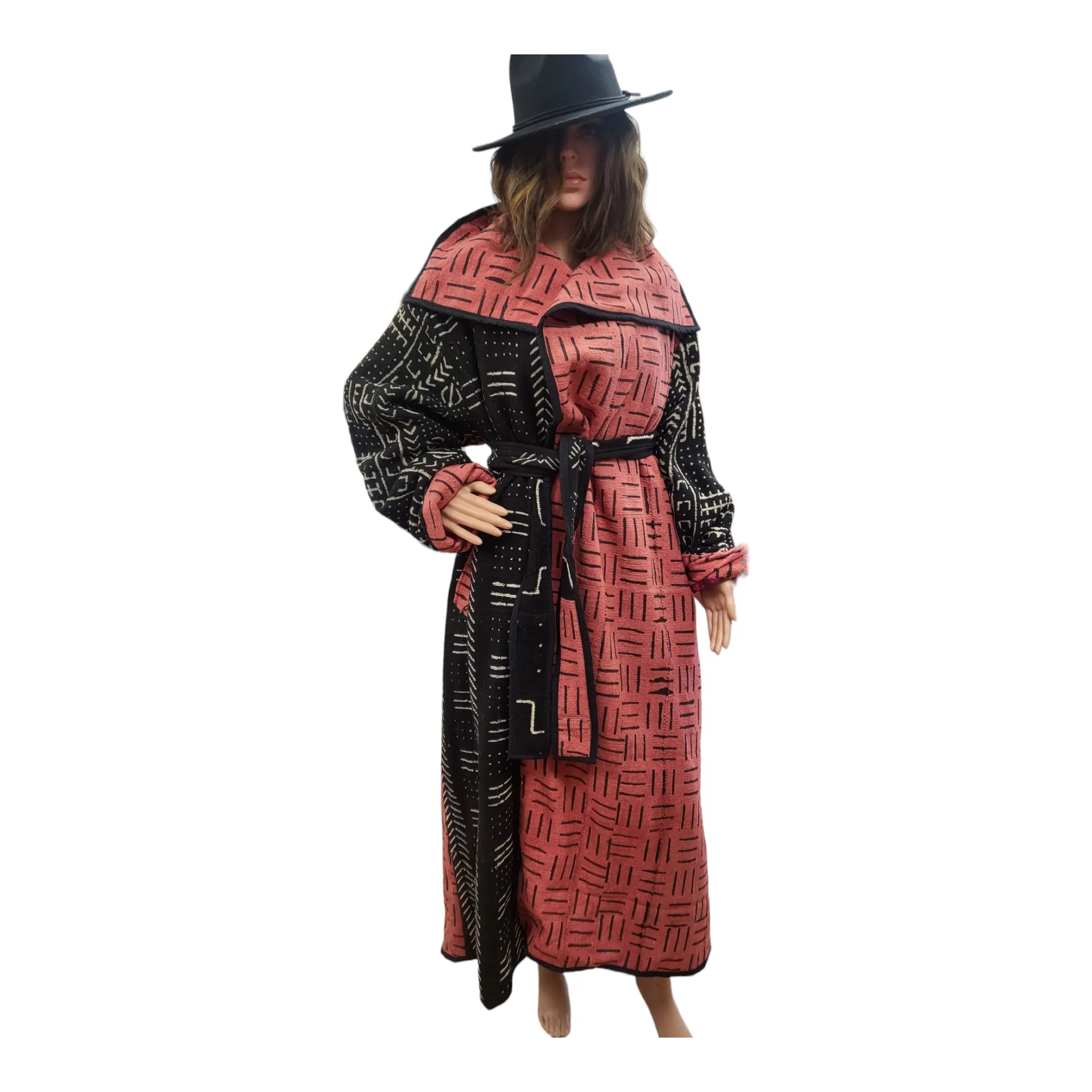Full-Length Mud Cloth Coat | Geri's Bluffing Boutique