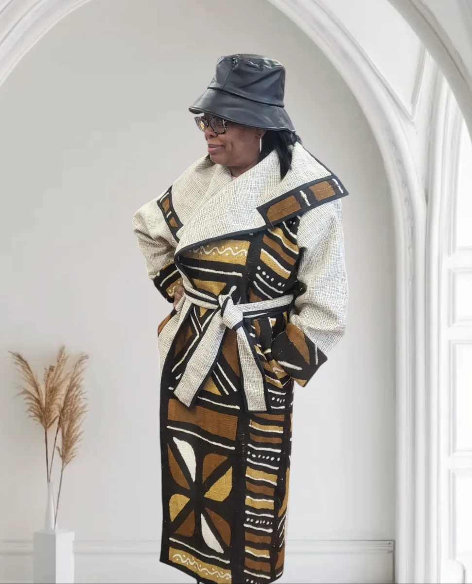 Full-Length Mud Cloth Coat | Geri's Bluffing Boutique