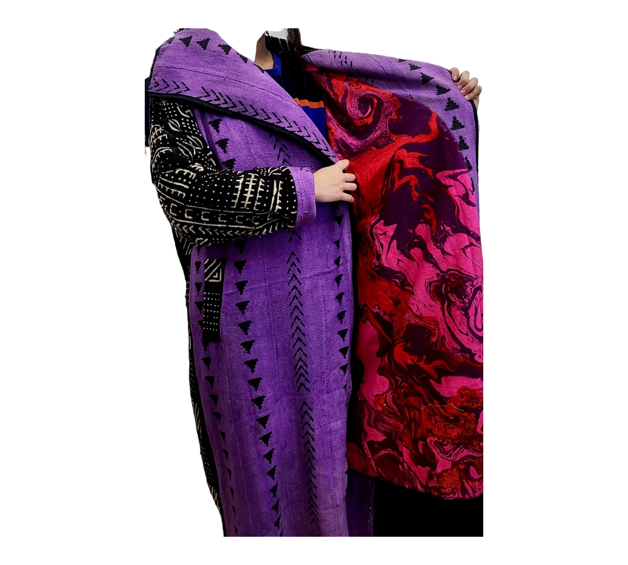 Full-Length Mud Cloth Coat | Geri's Bluffing Boutique