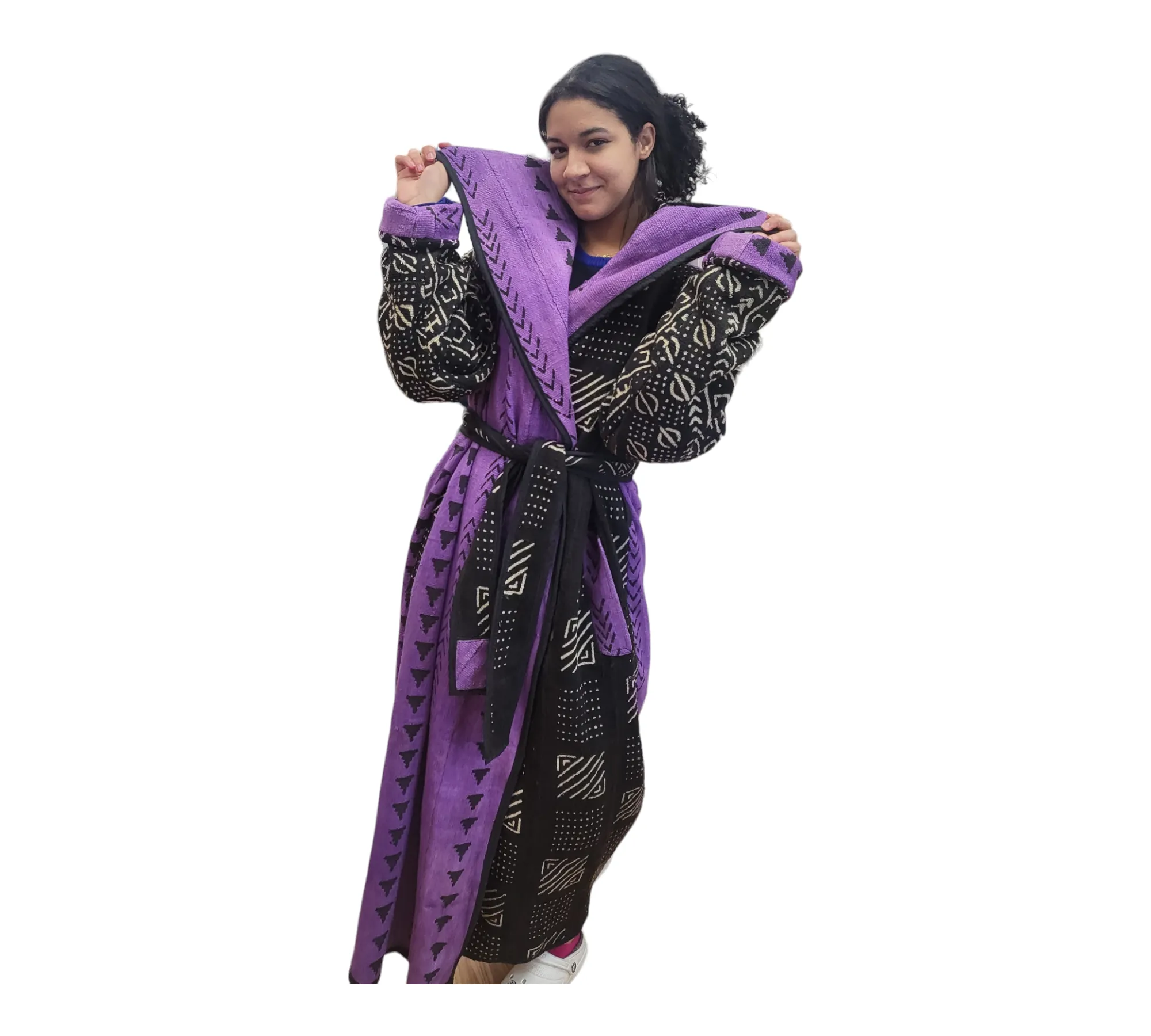 Full-Length Mud Cloth Coat | Geri's Bluffing Boutique
