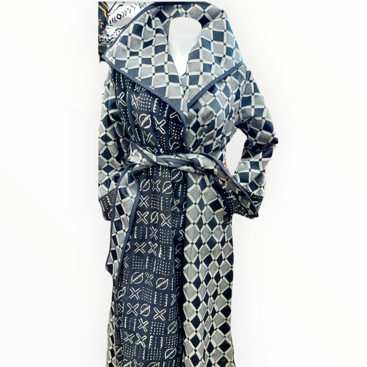 Full-Length Mud Cloth Coat | Geri's Bluffing Boutique