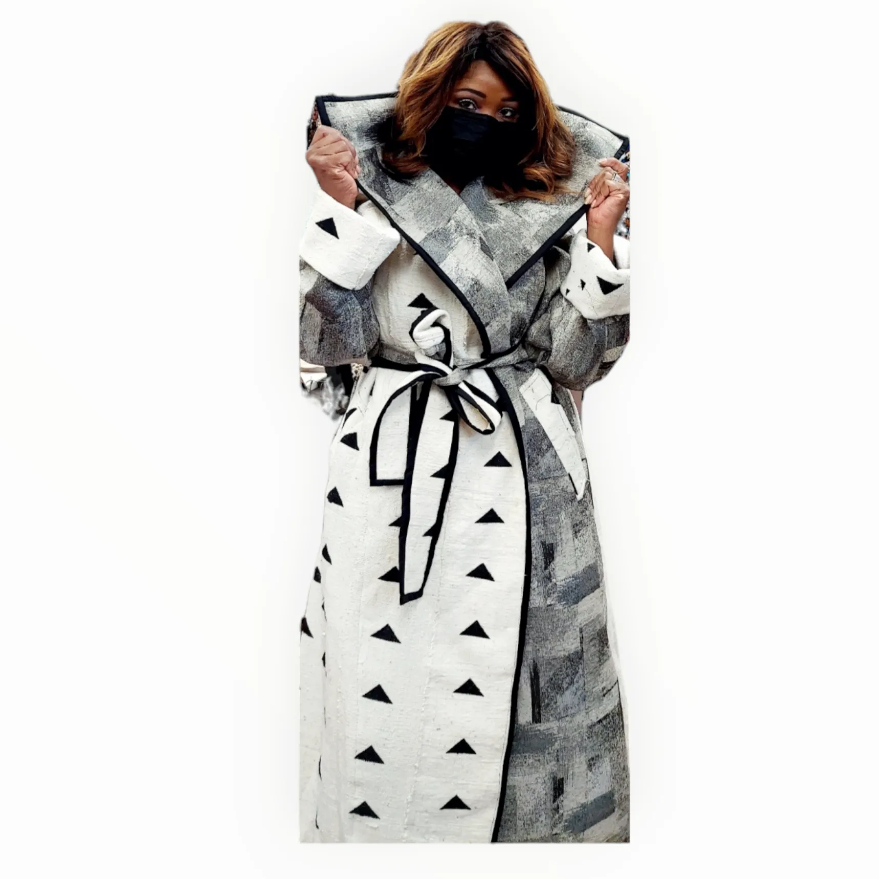 Full-Length Mud Cloth Coat | Geri's Bluffing Boutique