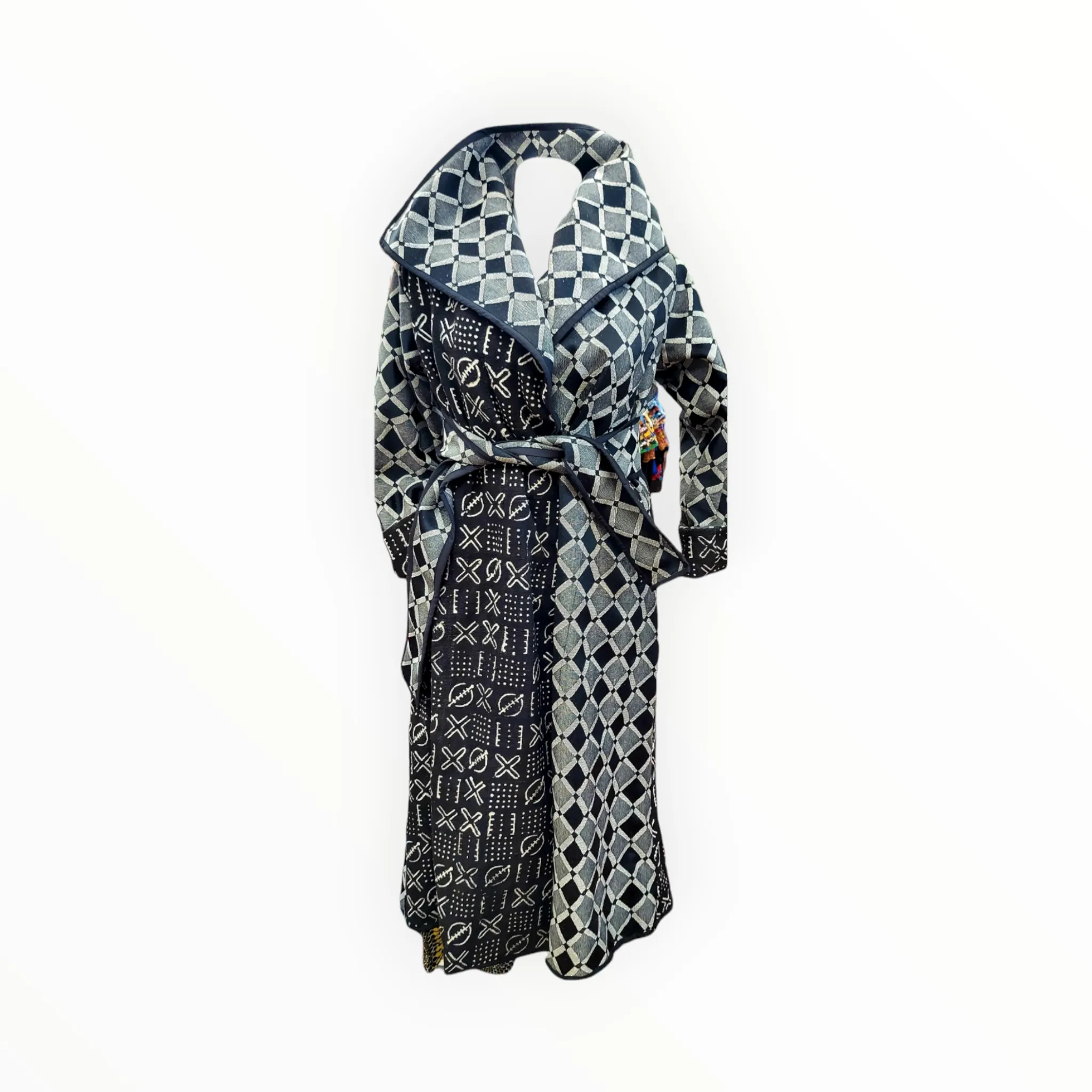 Full-Length Mud Cloth Coat | Geri's Bluffing Boutique