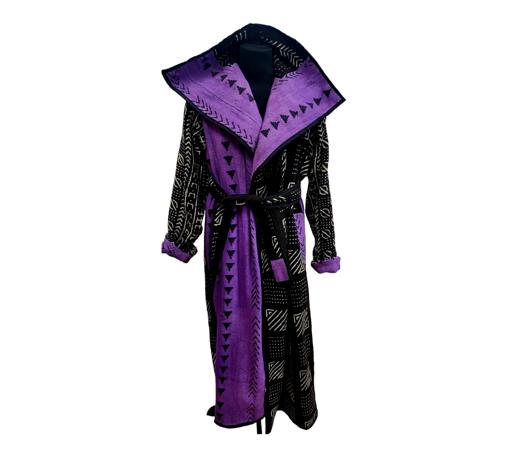 Full-Length Mud Cloth Coat | Geri's Bluffing Boutique