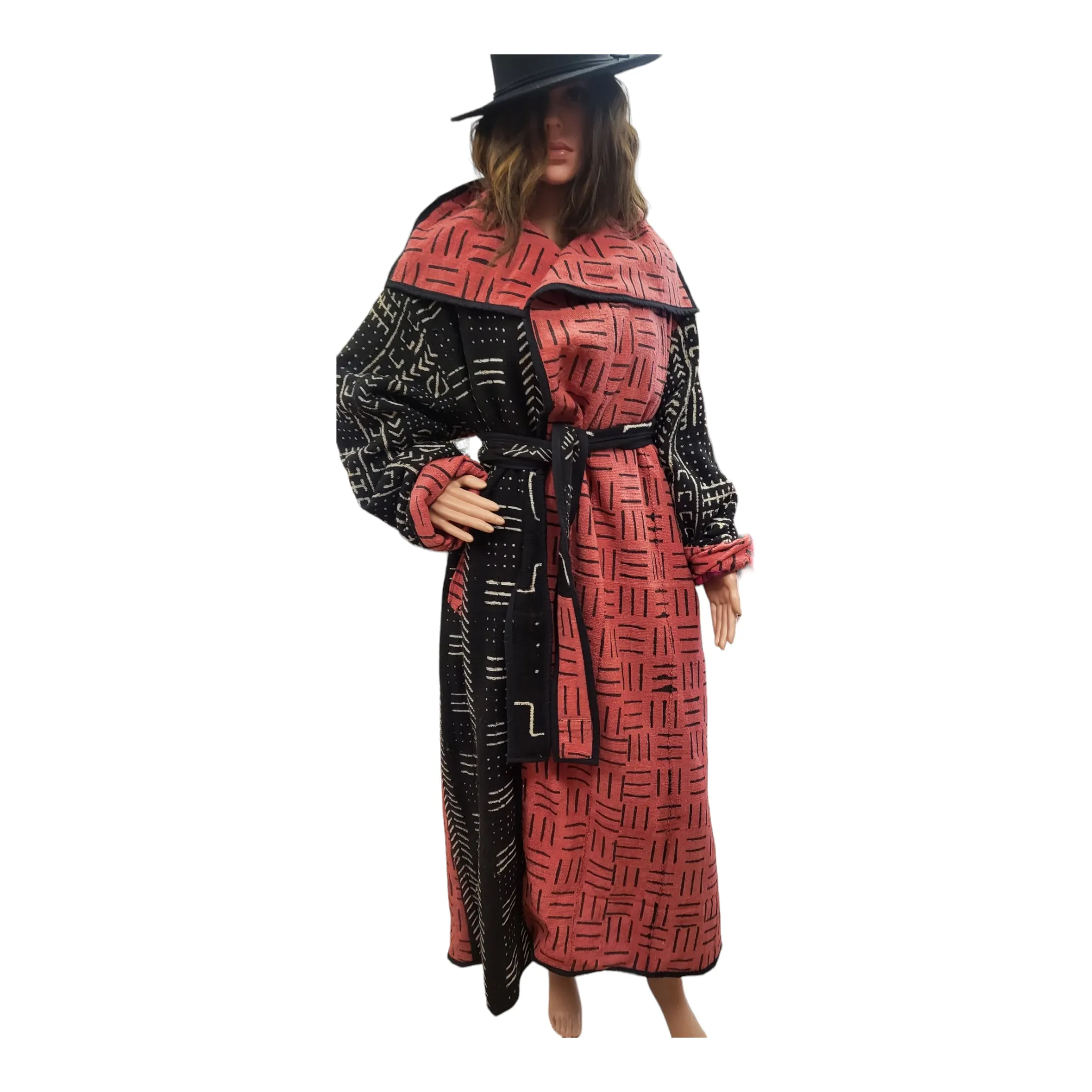 Full-Length Mud Cloth Coat | Geri's Bluffing Boutique