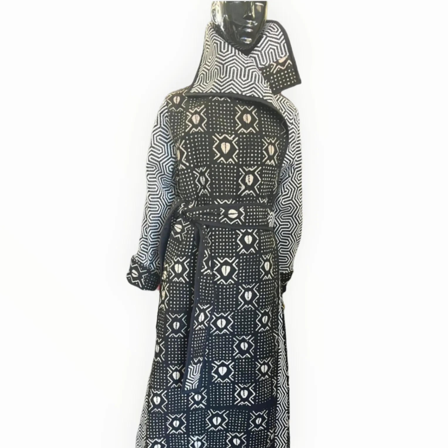 Full-Length Mud Cloth Coat | Geri's Bluffing Boutique