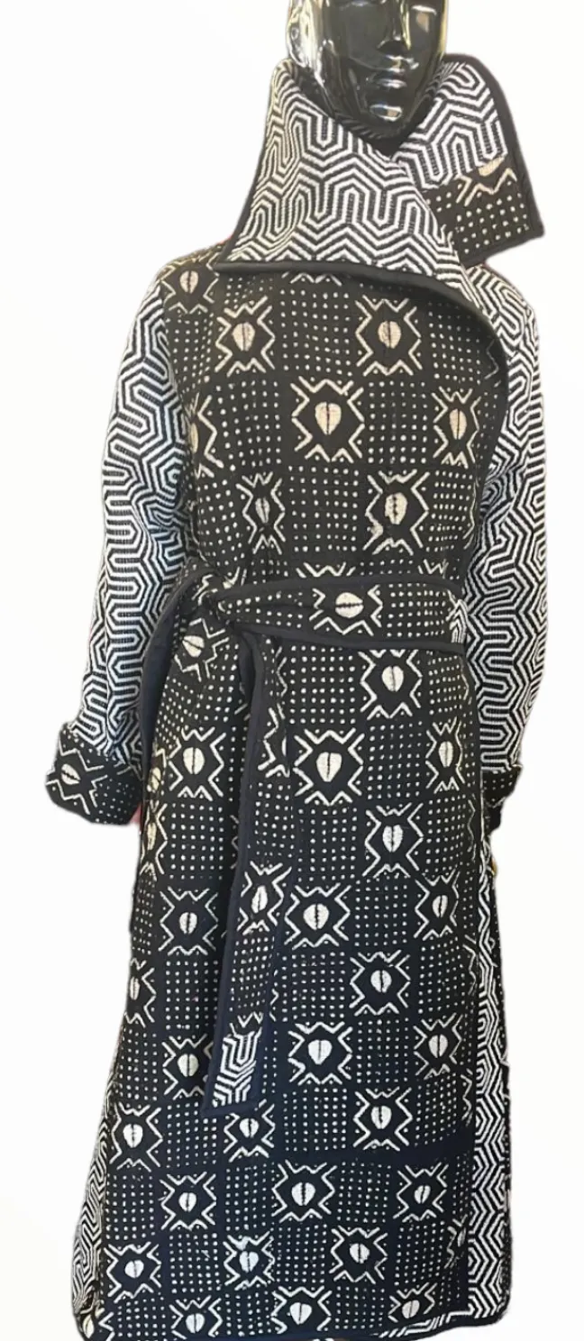 Full-Length Mud Cloth Coat | Geri's Bluffing Boutique