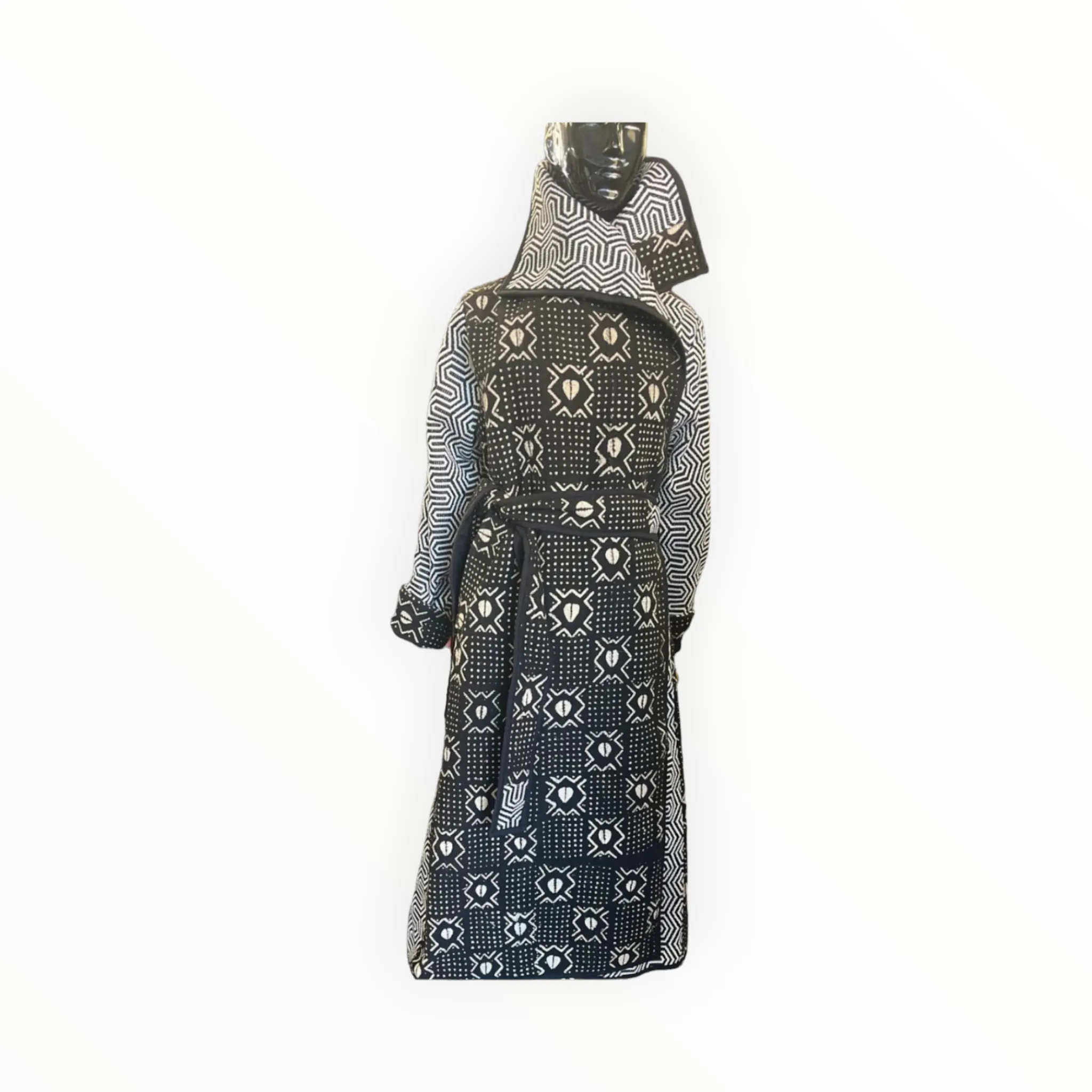 Full-Length Mud Cloth Coat | Geri's Bluffing Boutique