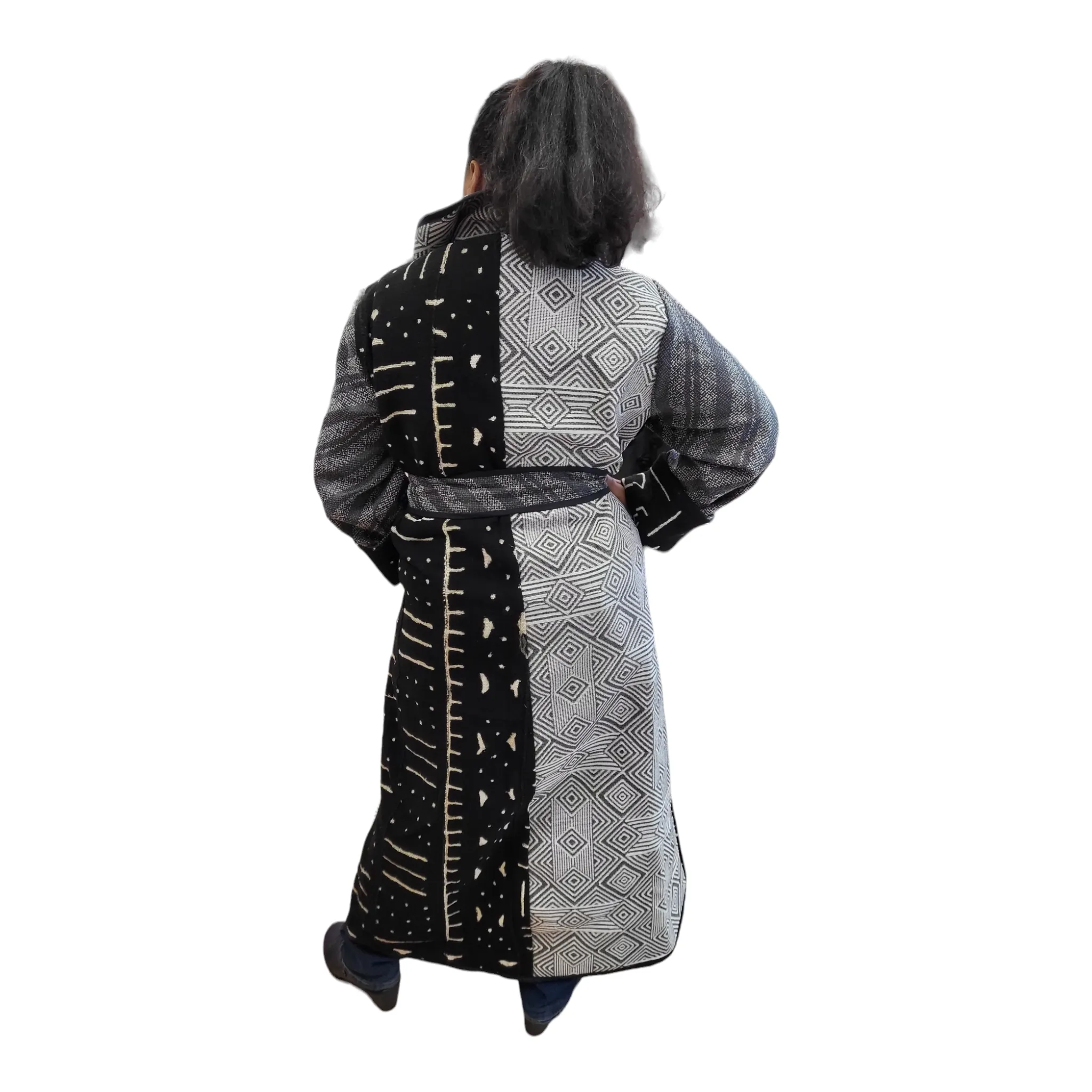 Full-Length Mud Cloth Coat | Geri's Bluffing Boutique