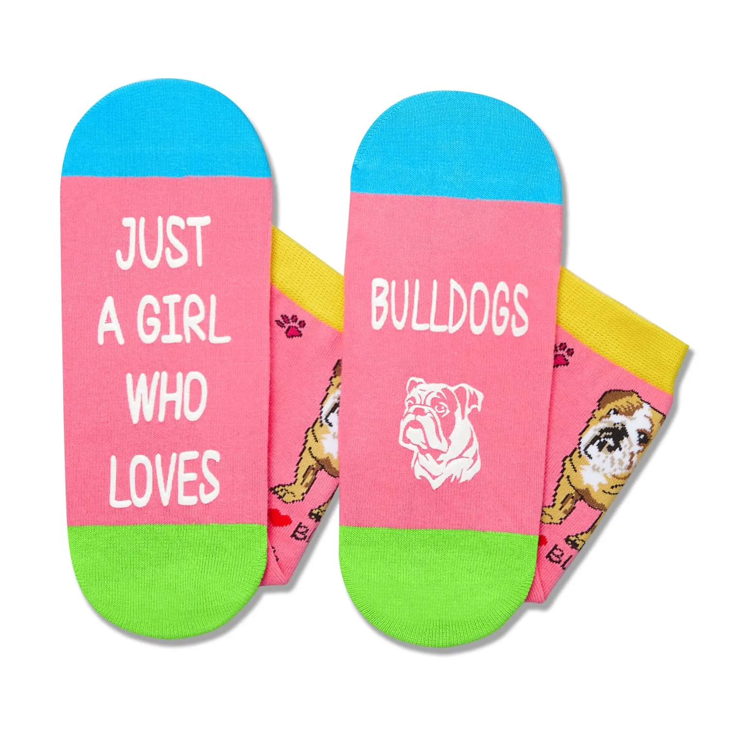 Funny Bulldogs Socks for Girls - Crazy Bulldogs Gifts Silly Fun Weird Gifts In Pink