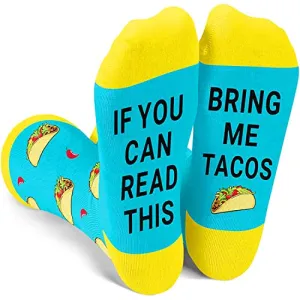Funny Taco Socks for Women, Novelty Taco Gifts For Taco Lovers, Anniversary Gift For Her, Taco Tuesday, Fast Food Lover Socks, Womens Mexican Theme Socks