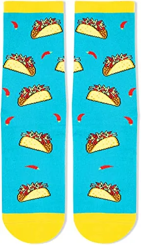 Funny Taco Socks for Women, Novelty Taco Gifts For Taco Lovers, Anniversary Gift For Her, Taco Tuesday, Fast Food Lover Socks, Womens Mexican Theme Socks