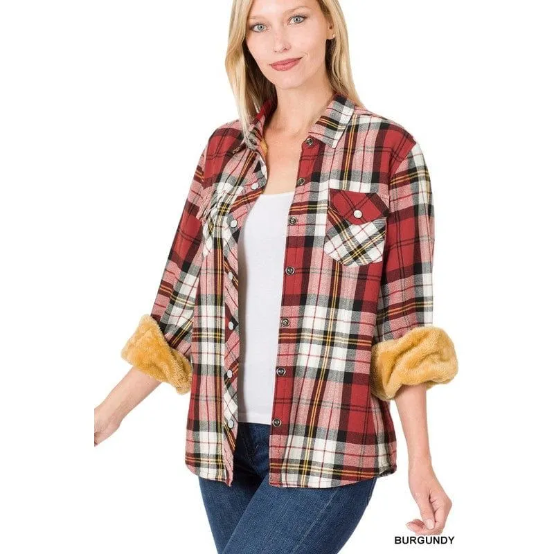 Fur Lined Plaid Shirt