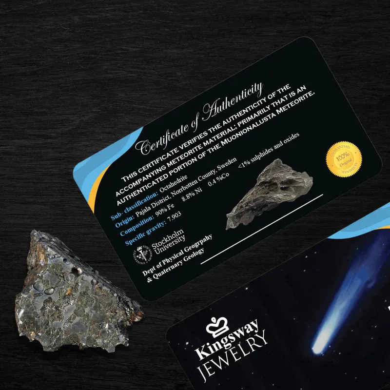 Galactic Eternity - 14K Gold or Sterling Silver Ring Set | Certified 1.75 CT Emerald Cut Moissanite Engagement Ring | Natural  Meteorite Bridal Set | D-Color VVS1 Clarity