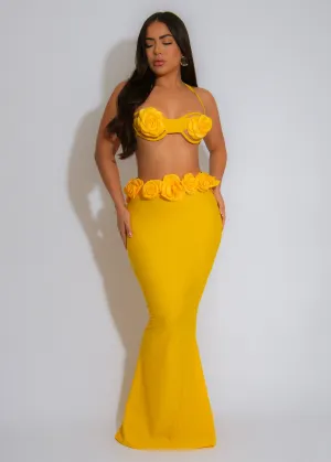 Garden Muse Floral Skirt Set Yellow