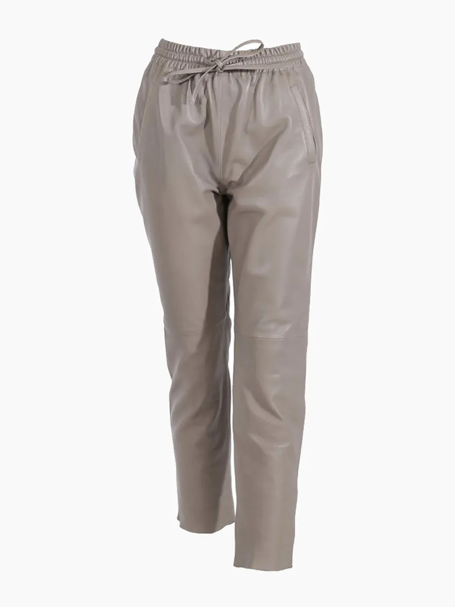 Gift Leather Joggers - Mastic
