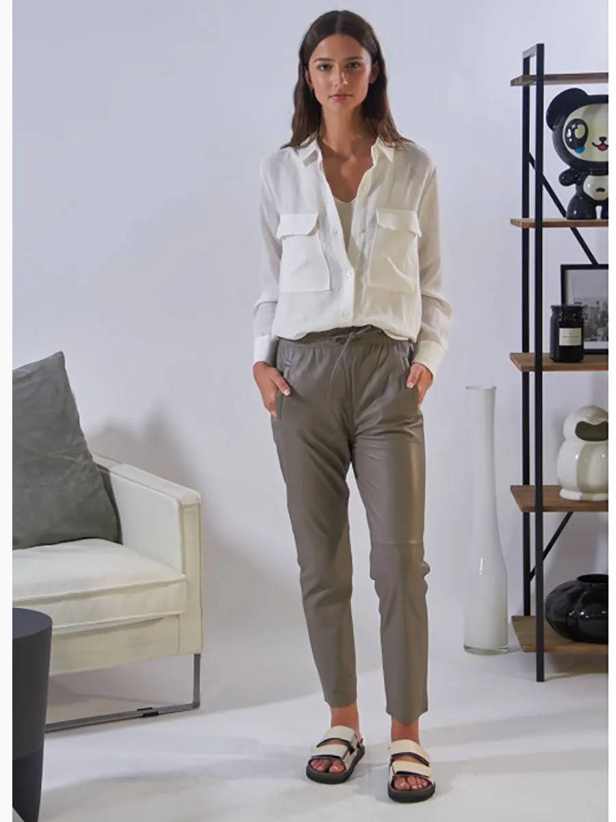 Gift Leather Joggers - Mastic