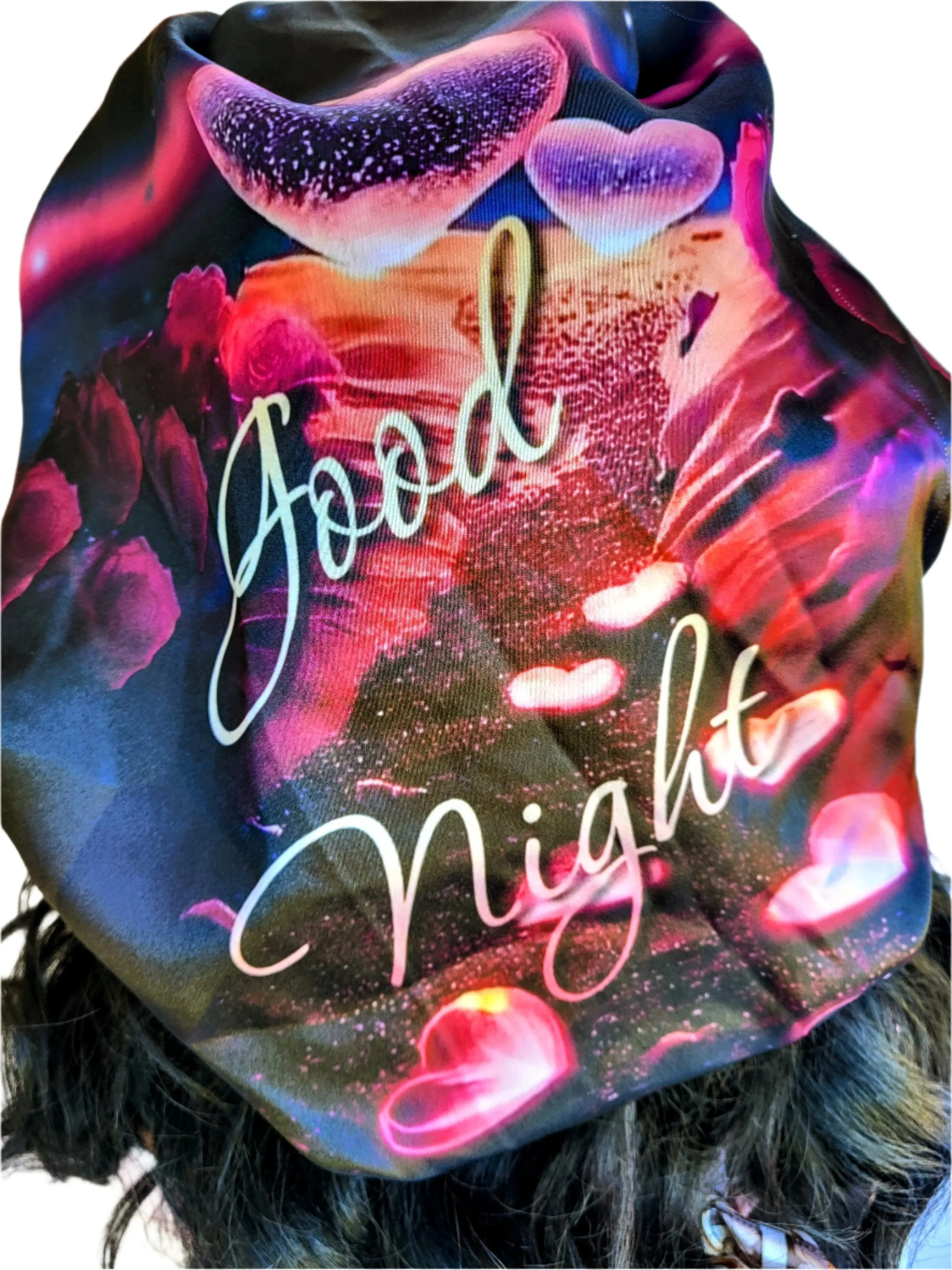 GOODNIGHT Wide Band Single Layer Jumbo Satin Bonnet
